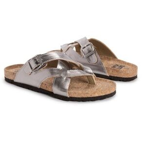 MUK LUKS Strappy Metallic Sandals Buckle NWT
